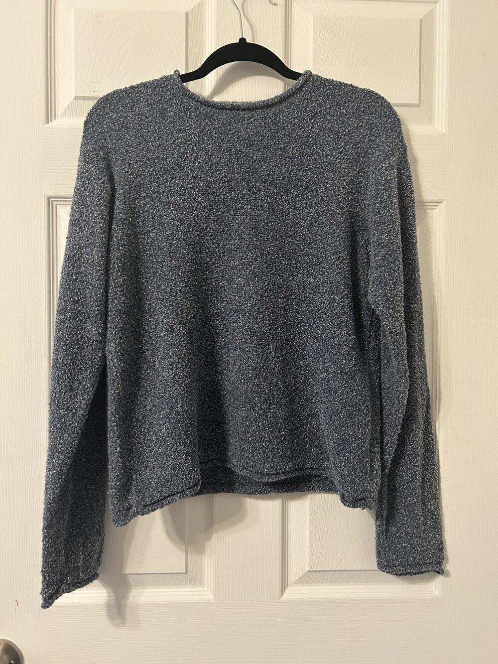 Columbia Blue Textured Knit Crew Neck Long Sleeve Pullover Sweater Women’s M